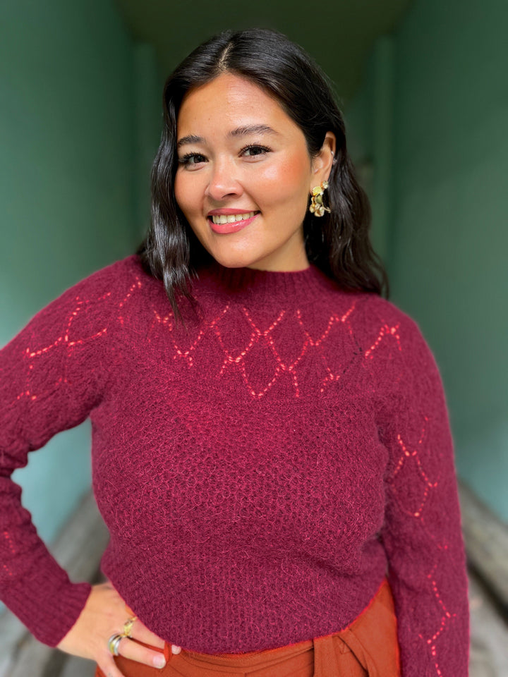 King Louie gensere Jeanie Yoke genser - Cabernet Red