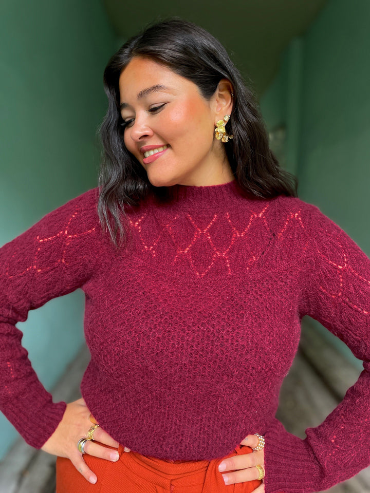 King Louie gensere Jeanie Yoke genser - Cabernet Red