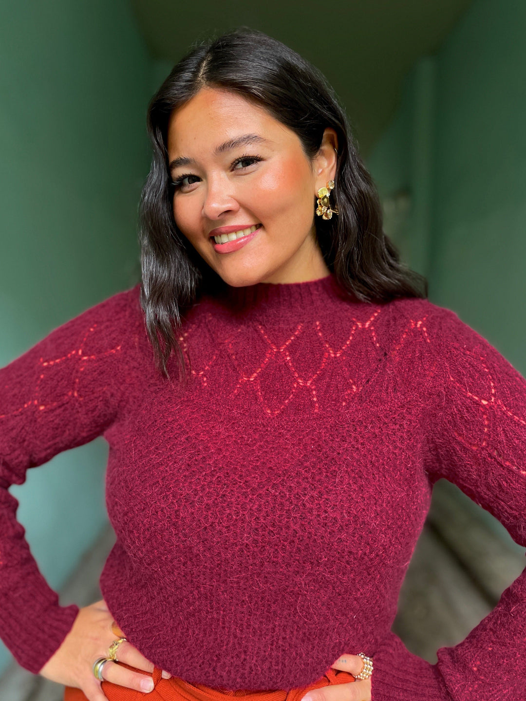 King Louie gensere Jeanie Yoke genser - Cabernet Red