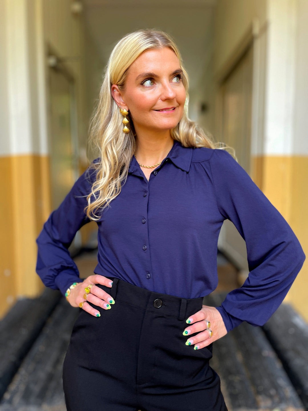 King Louie Topper Carina viskose light bluse - mørk blå