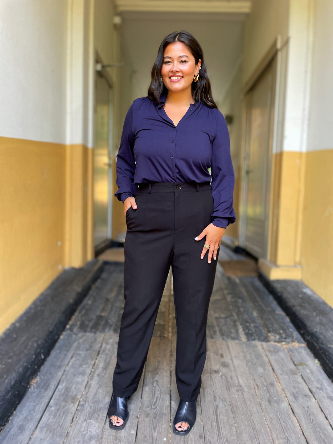 King Louie Topper Carina viskose light bluse - mørk blå