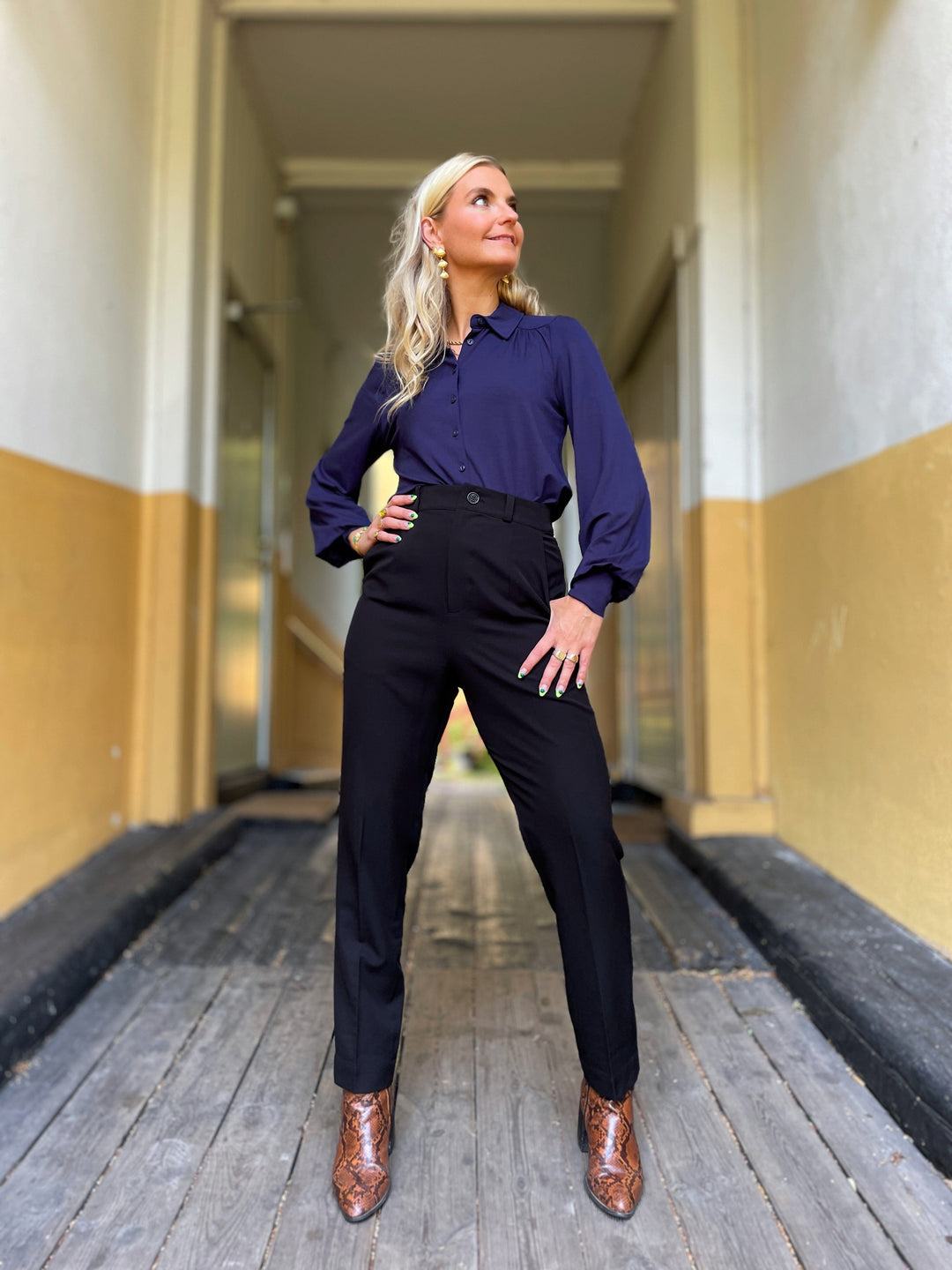 King Louie Topper Carina viskose light bluse - mørk blå