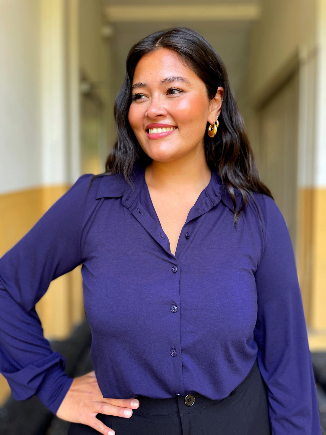 King Louie Topper Carina viskose light bluse - mørk blå