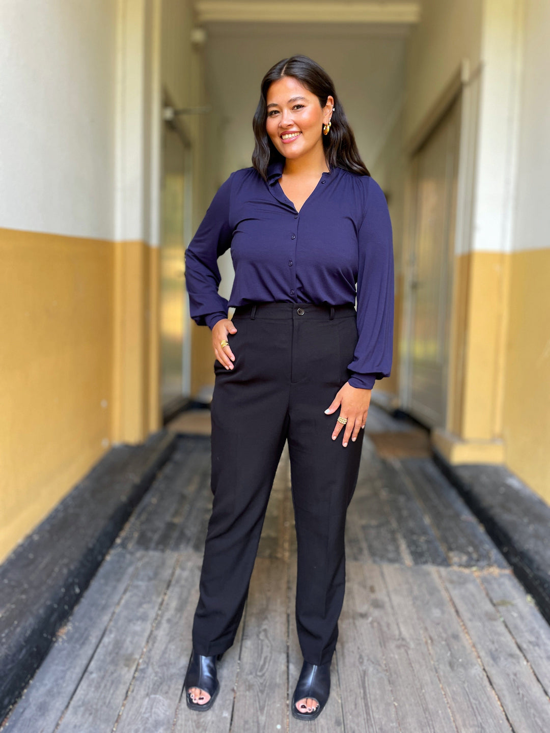 King Louie Topper Carina viskose light bluse - mørk blå