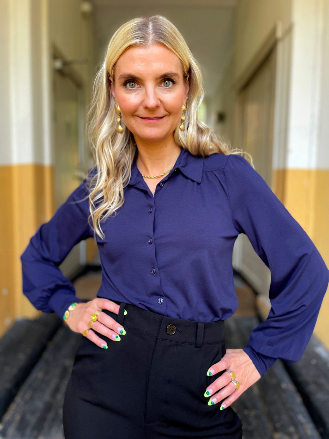 King Louie Topper Carina viskose light bluse - mørk blå