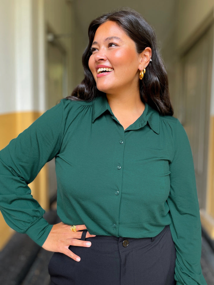 King Louie Topper Carina viskose light bluse - mørk grønn