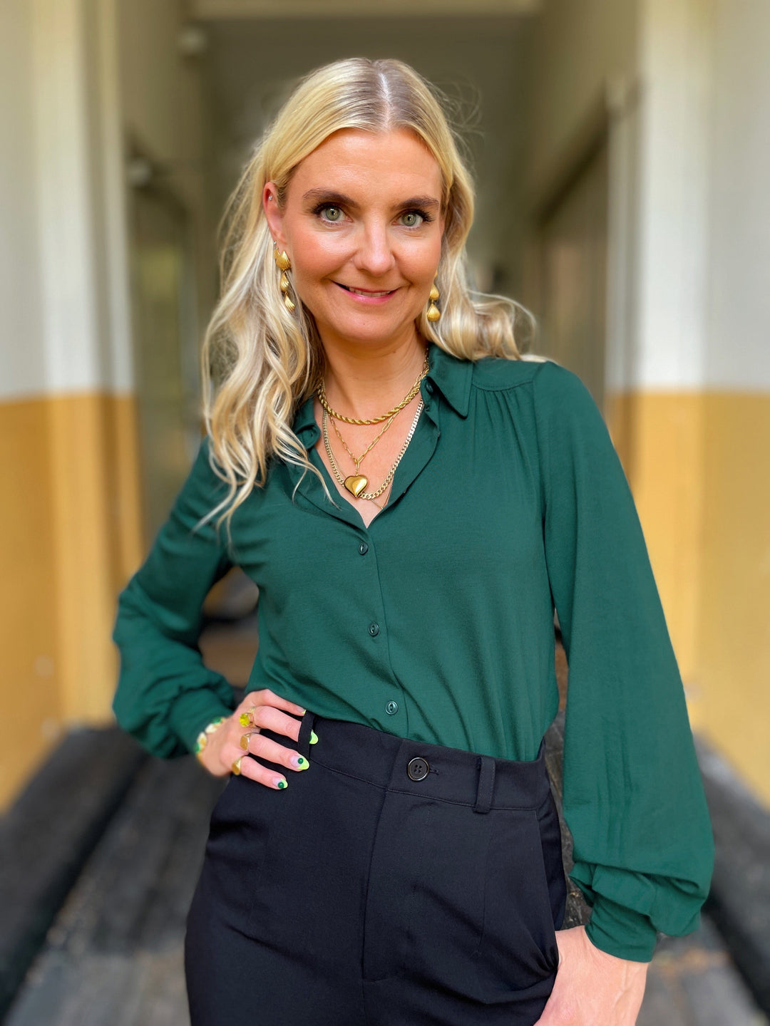 King Louie Topper Carina viskose light bluse - mørk grønn