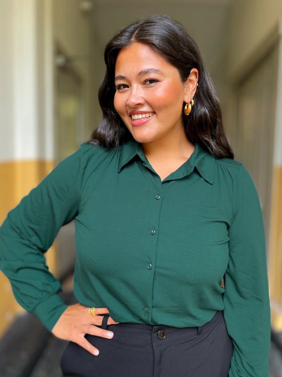 King Louie Topper Carina viskose light bluse - mørk grønn