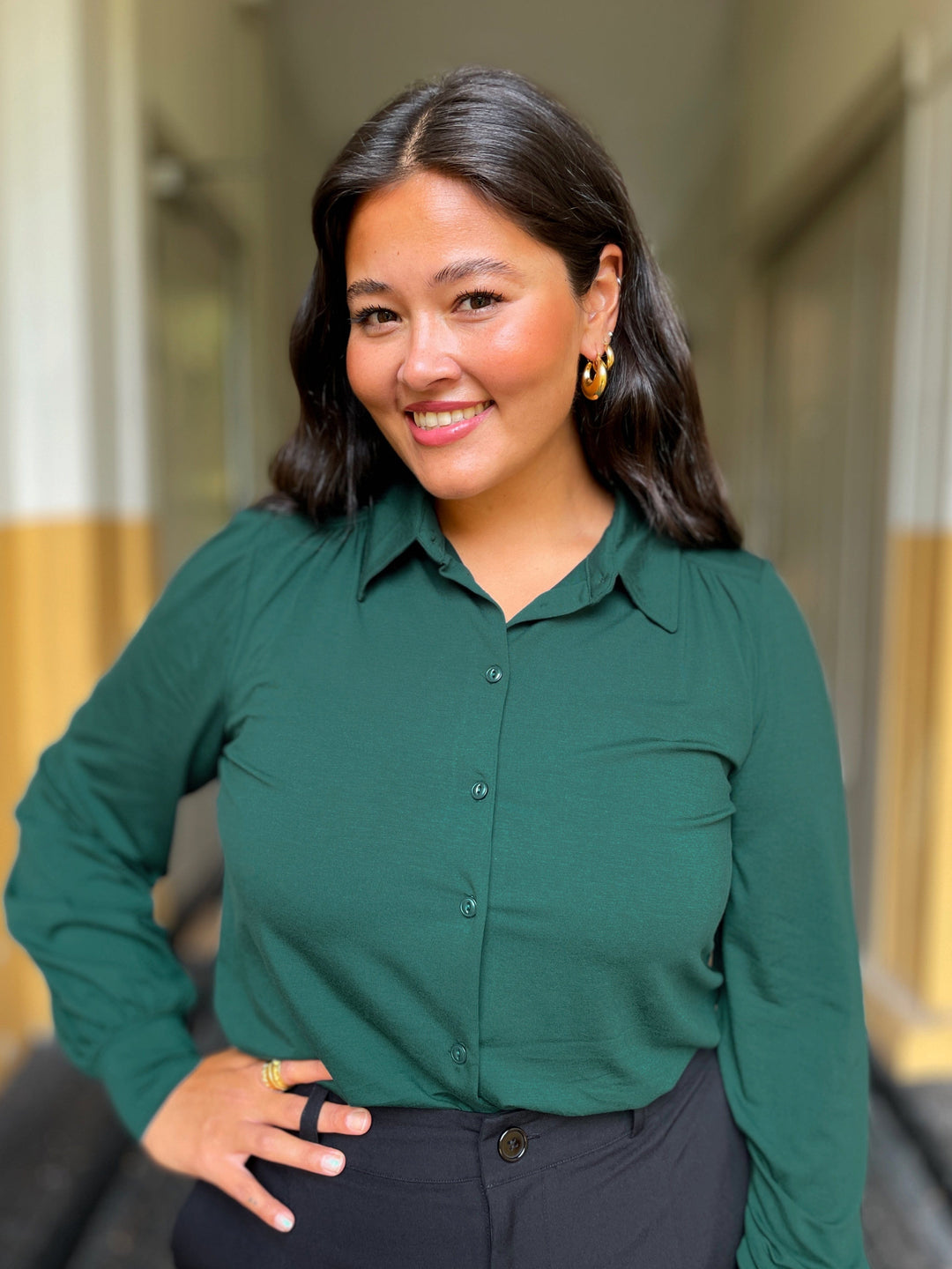 King Louie Topper Carina viskose light bluse - mørk grønn