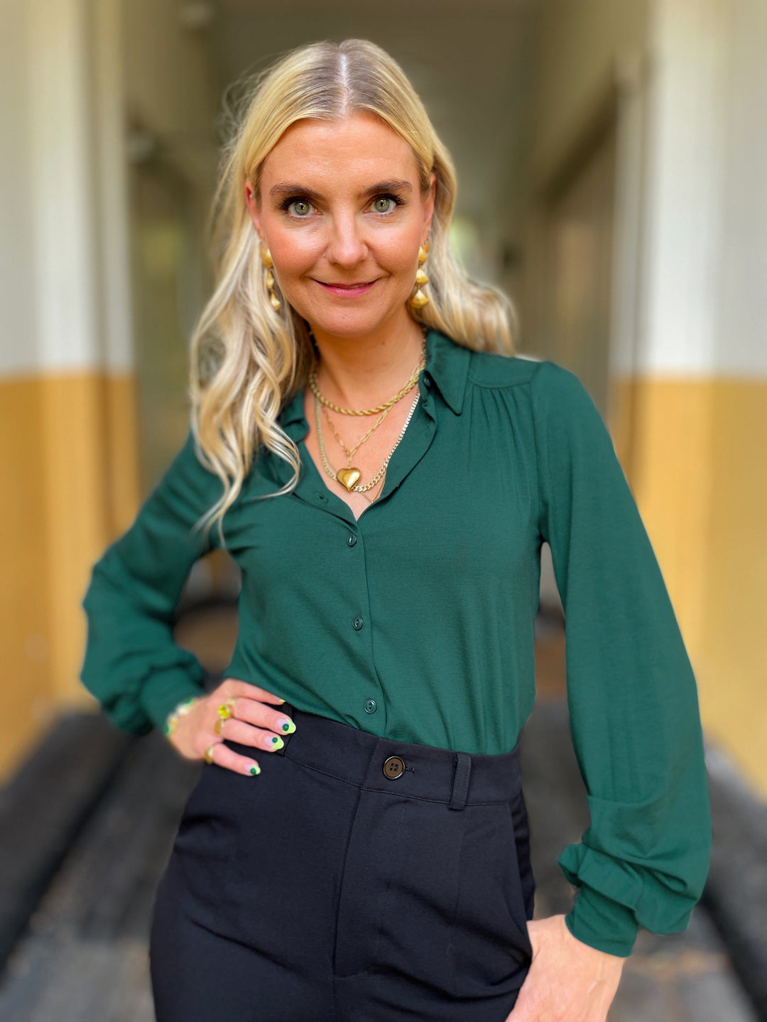 King Louie Topper Carina viskose light bluse - mørk grønn