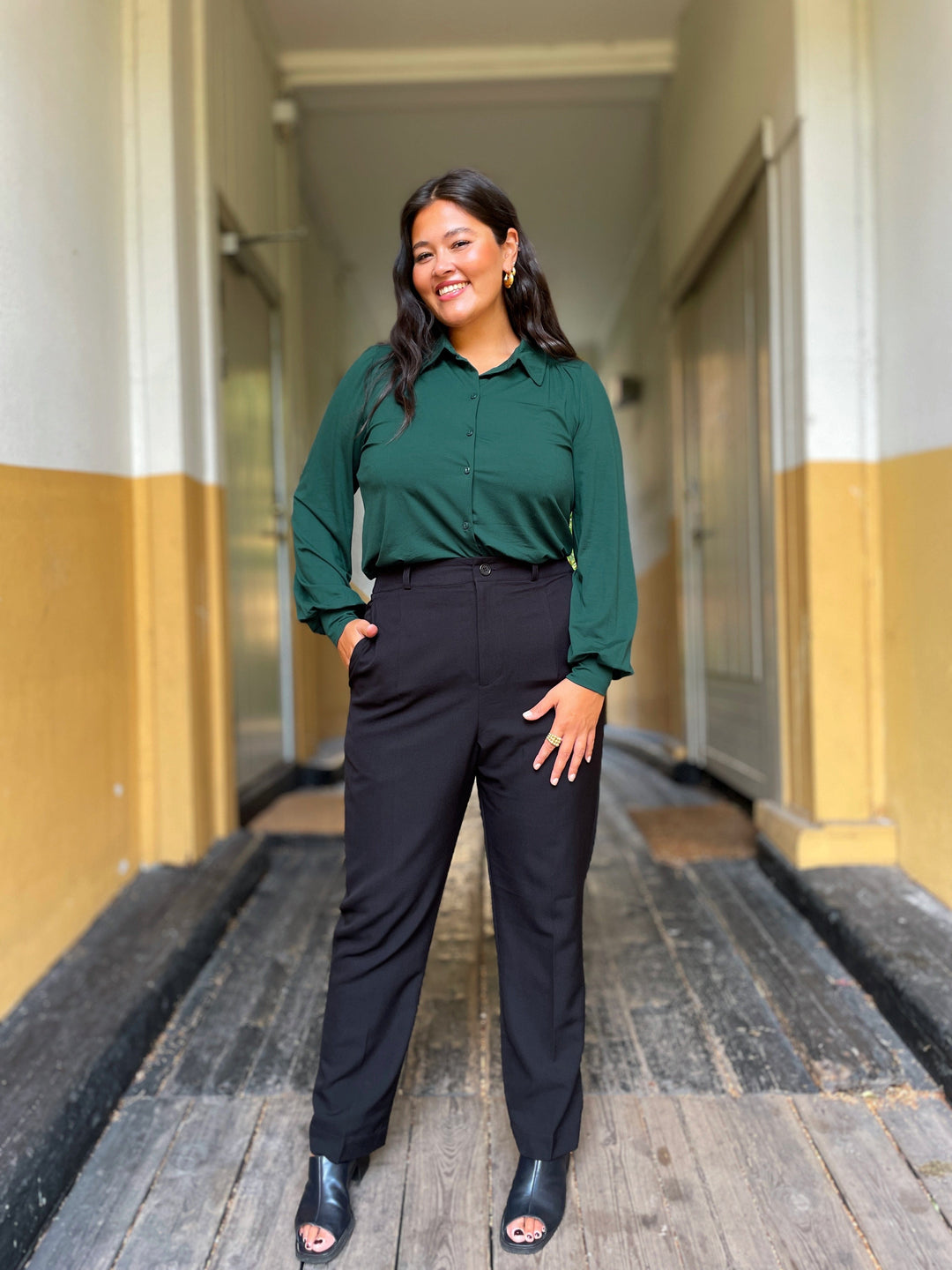 King Louie Topper Carina viskose light bluse - mørk grønn