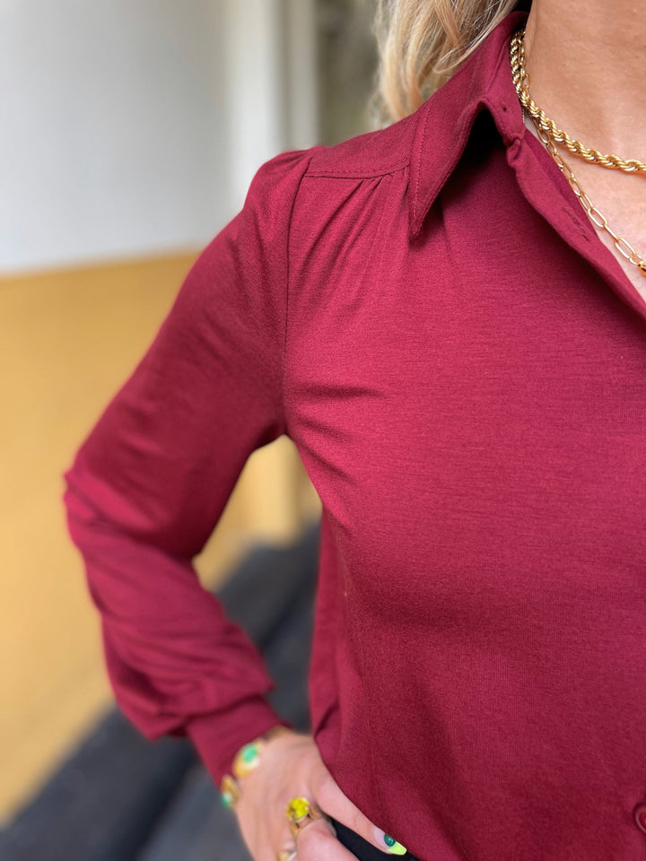 King Louie Topper Carina viskose light bluse - rustrød