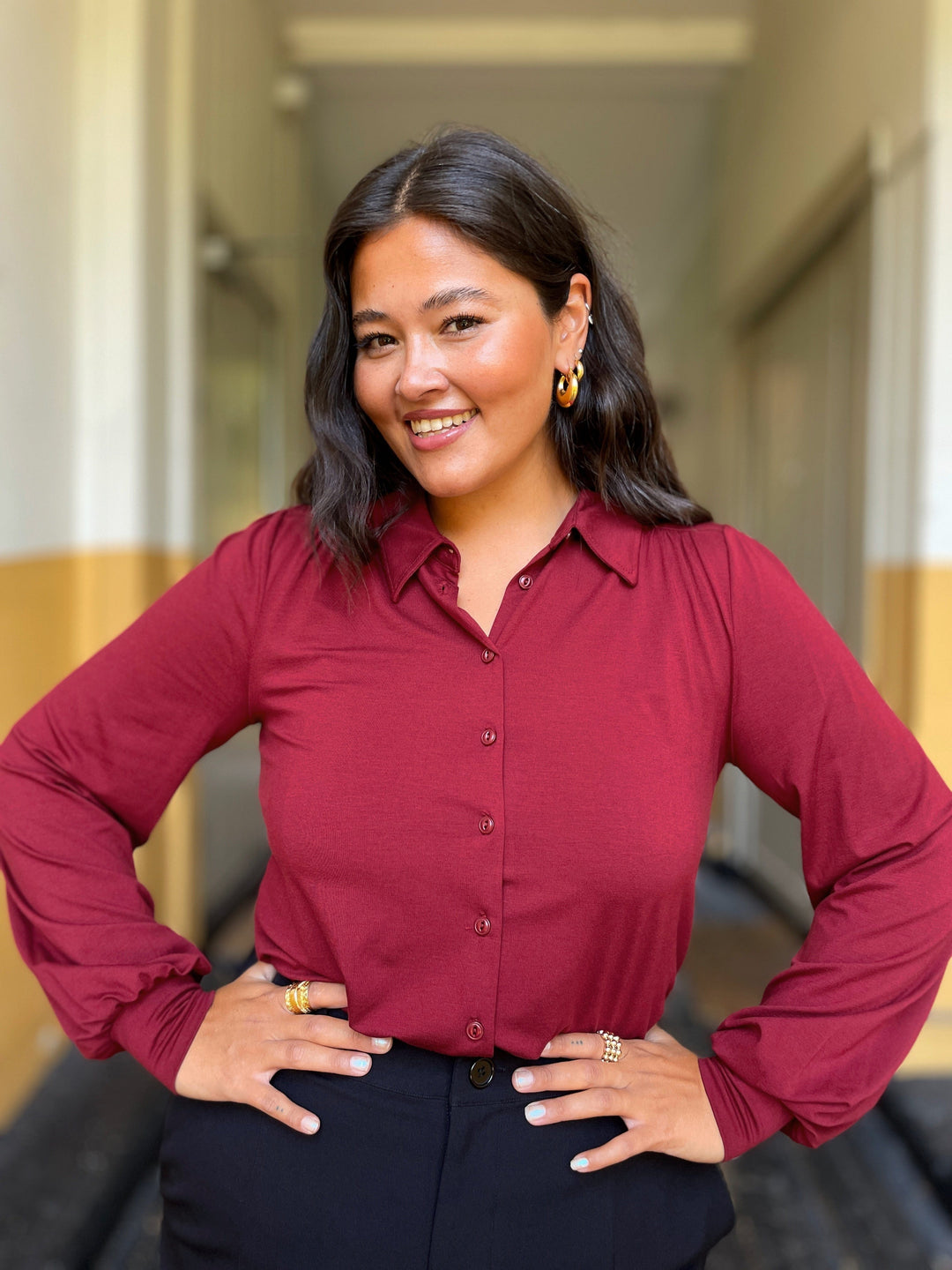 King Louie Topper Carina viskose light bluse - rustrød