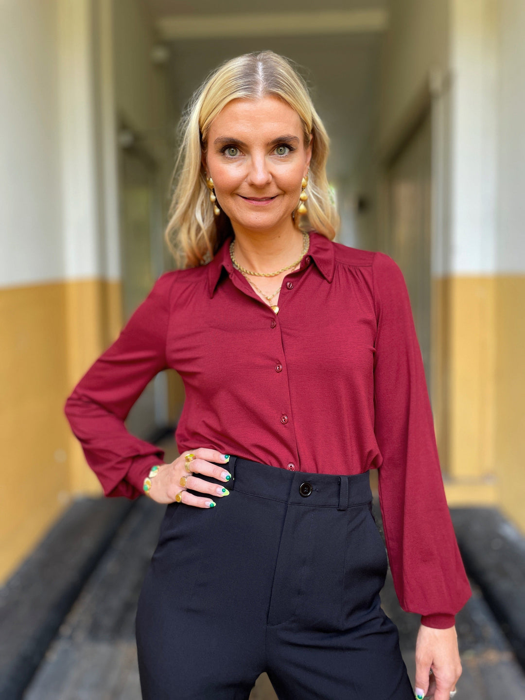 King Louie Topper Carina viskose light bluse - rustrød