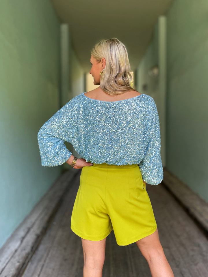 Never Fully Dressed Topper Tilly sequin topp - blå