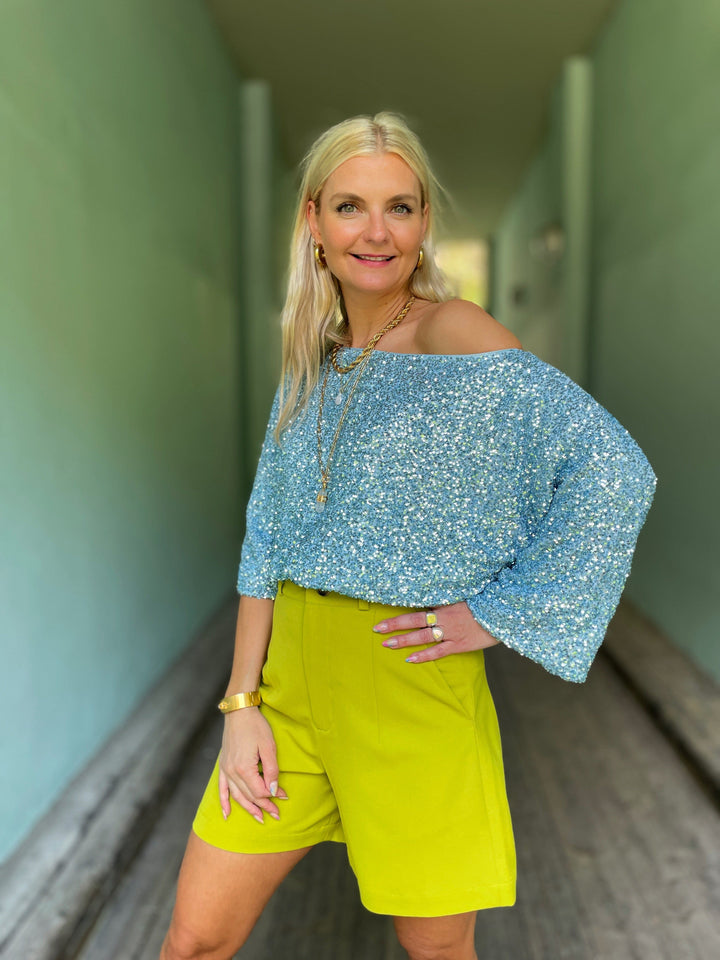 Never Fully Dressed Topper Tilly sequin topp - blå