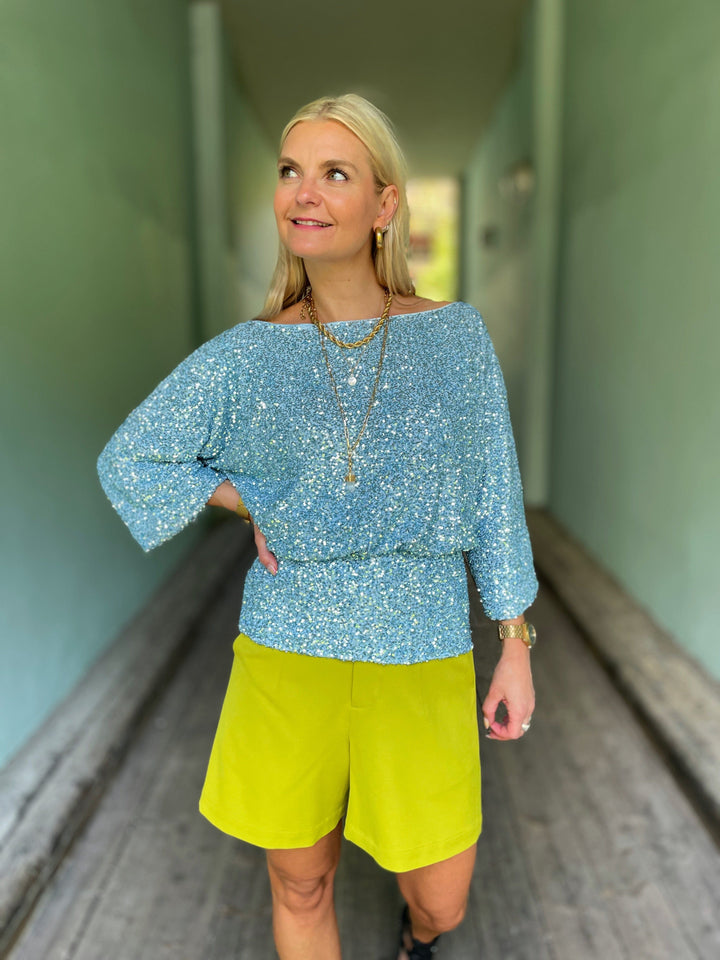 Never Fully Dressed Topper Tilly sequin topp - blå