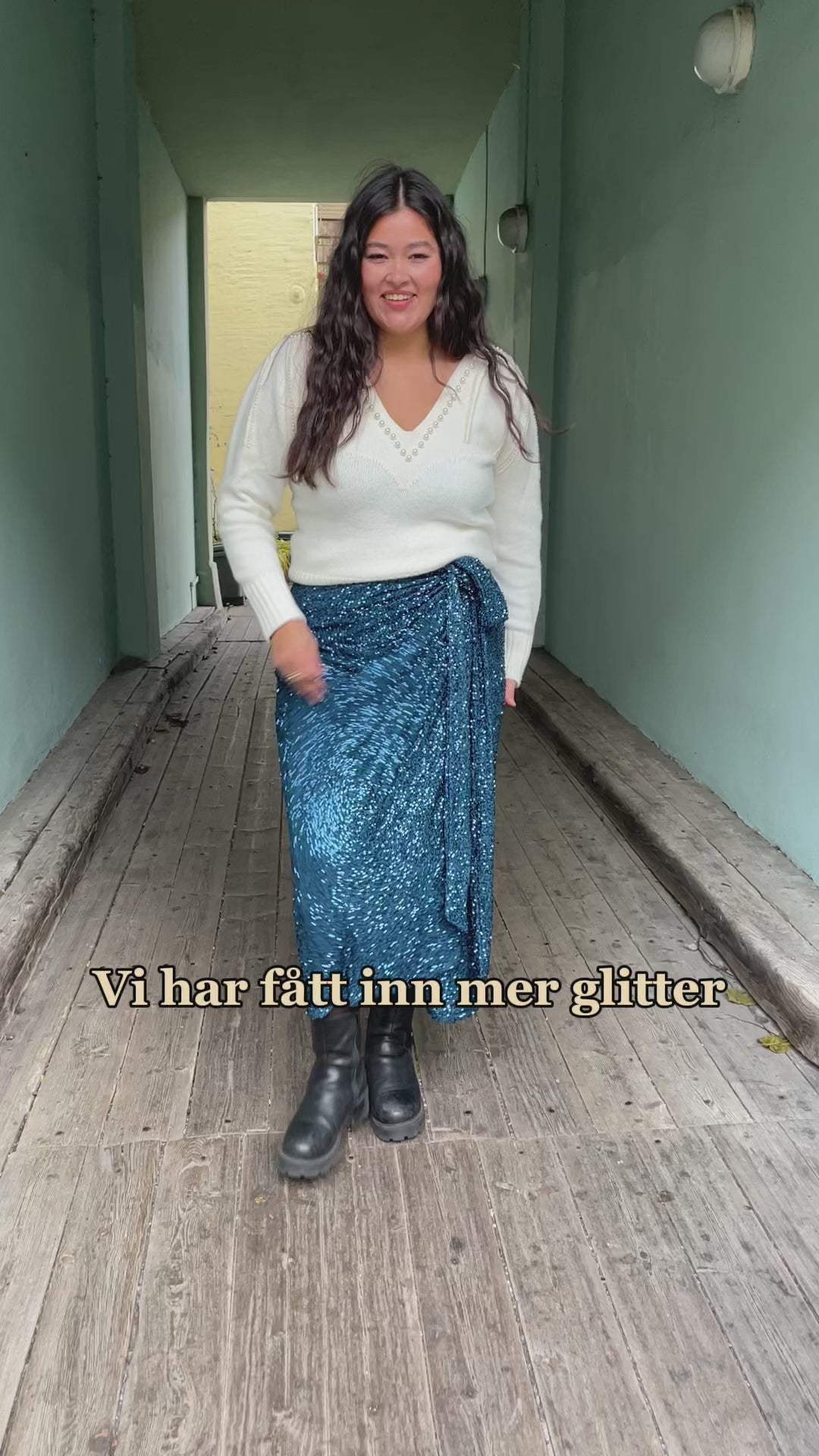 Jaspre maxi sequin skjørt - teal blå