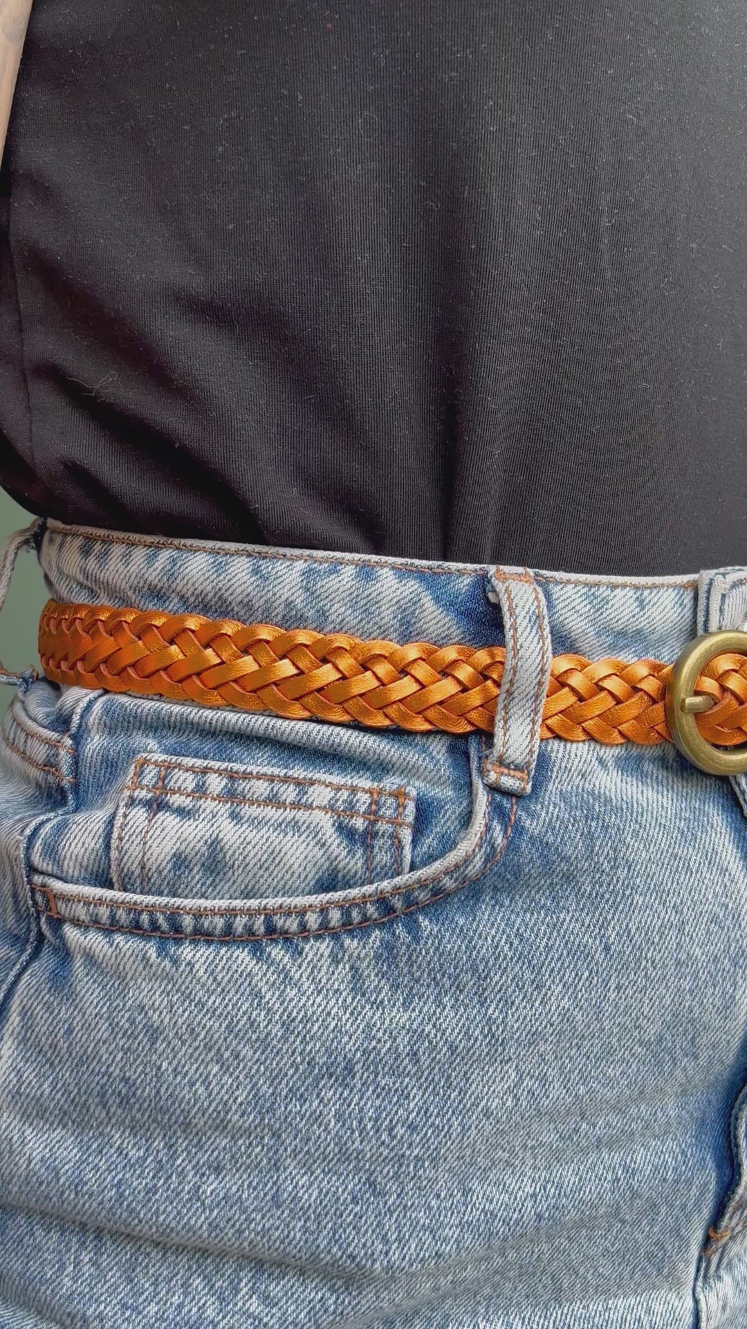 Flettet skinnbelte glitter - syrup