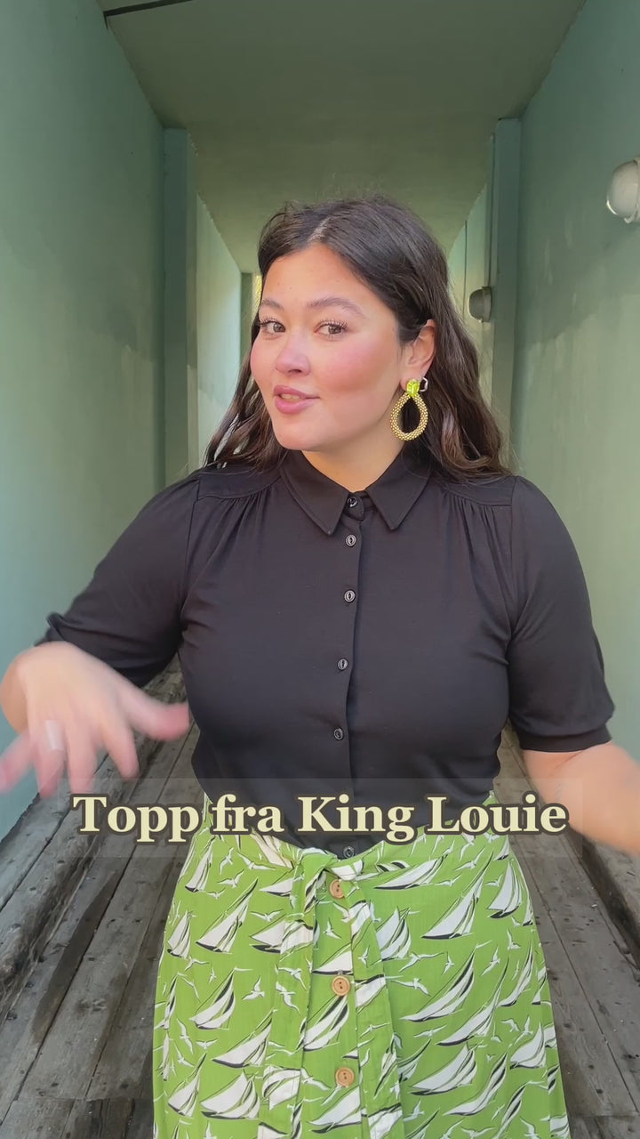 Carina Ecovero light bluse - kort arm- svart