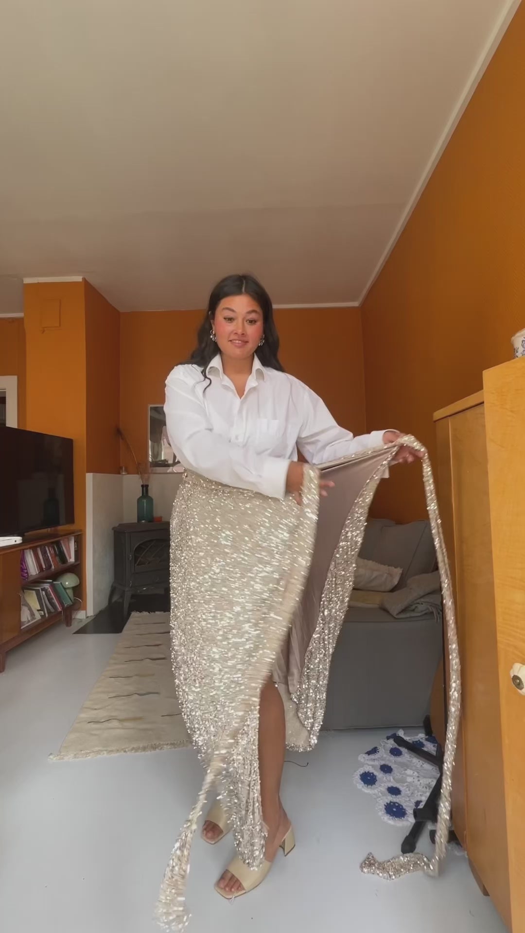 Jaspre maxi sequin skjørt - teal blå