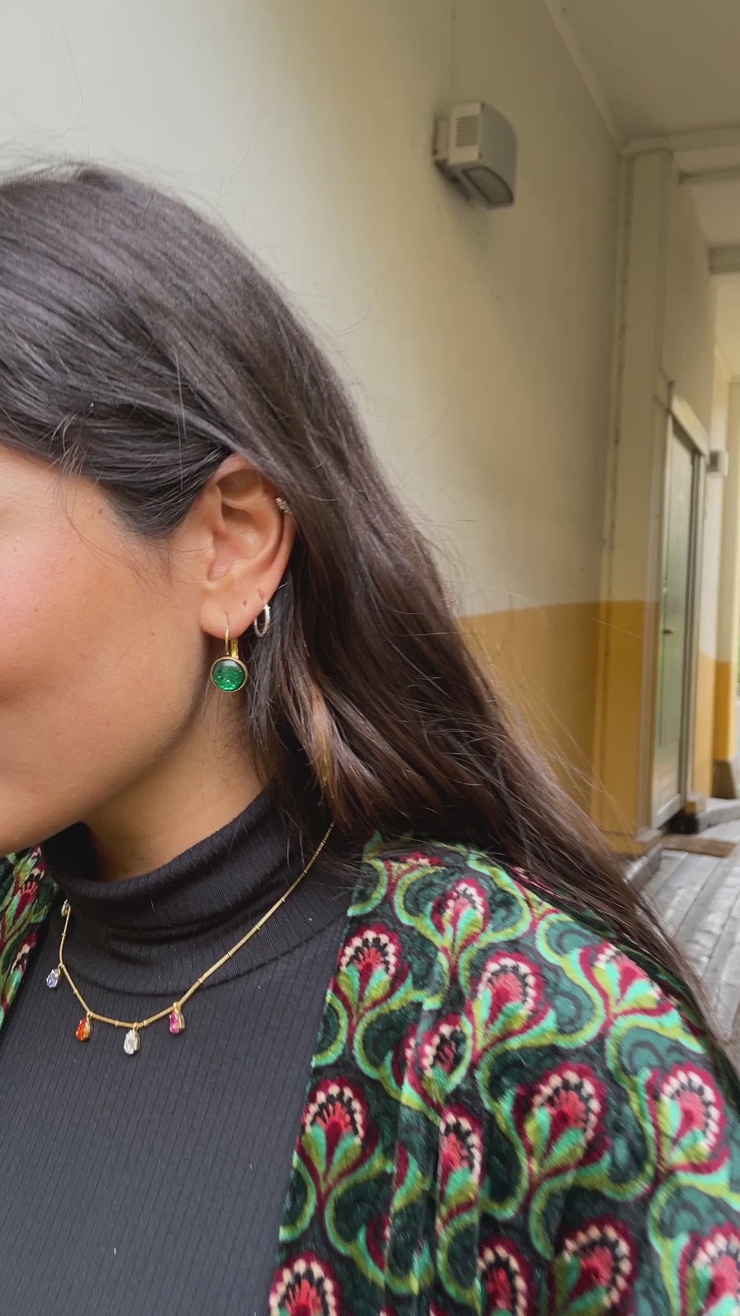 Øredobber dots - emerald glitter