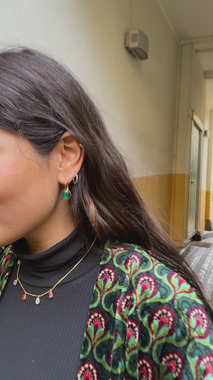 Øredobber dots - emerald glitter