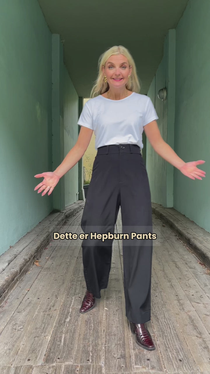 Hepburn Pants med gylf - bukse med høyt liv - svart