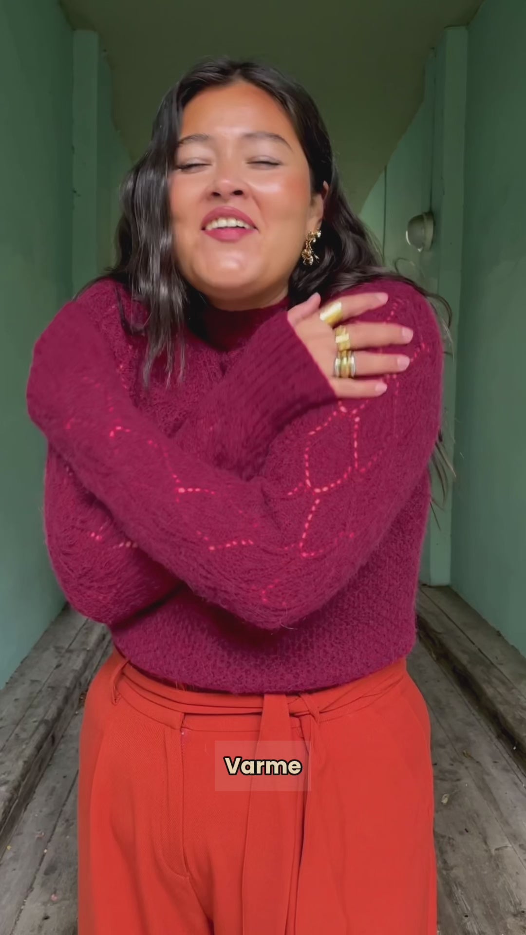 Jeanie Yoke genser - Cabernet Red