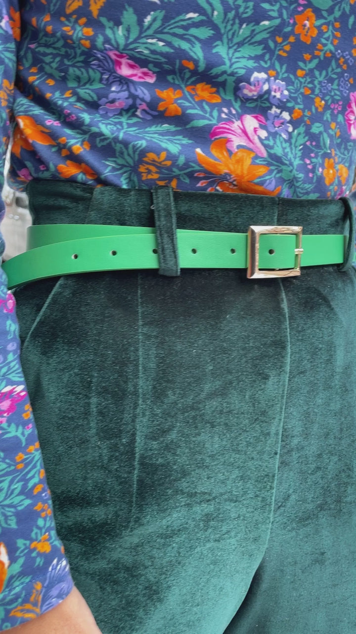 Belte rektangulær spenne - eplegrønn