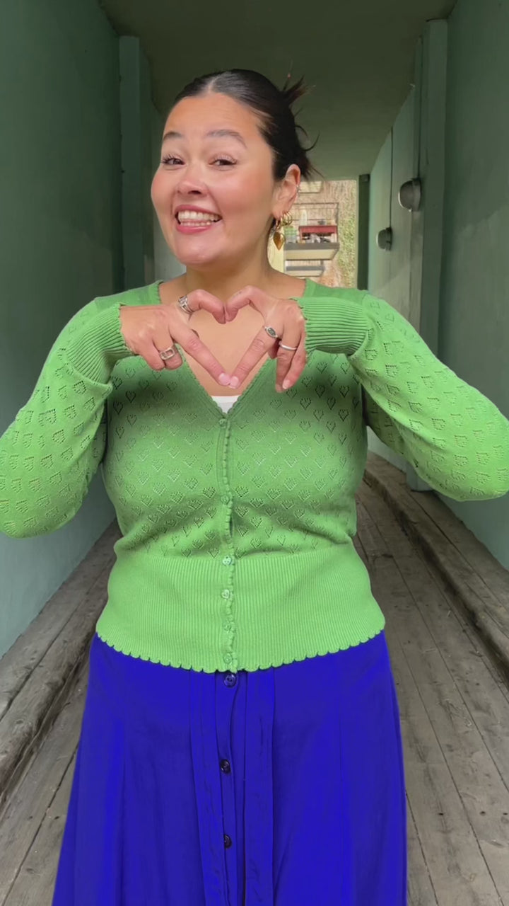 Cardigan V Heart Ajour - jade green
