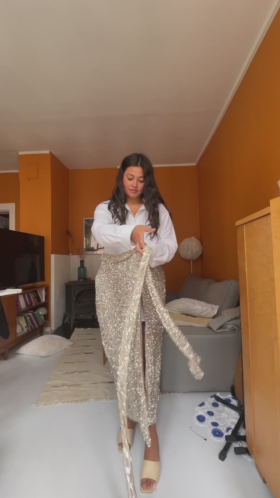 Jaspre maxi sequin skjørt - teal blå