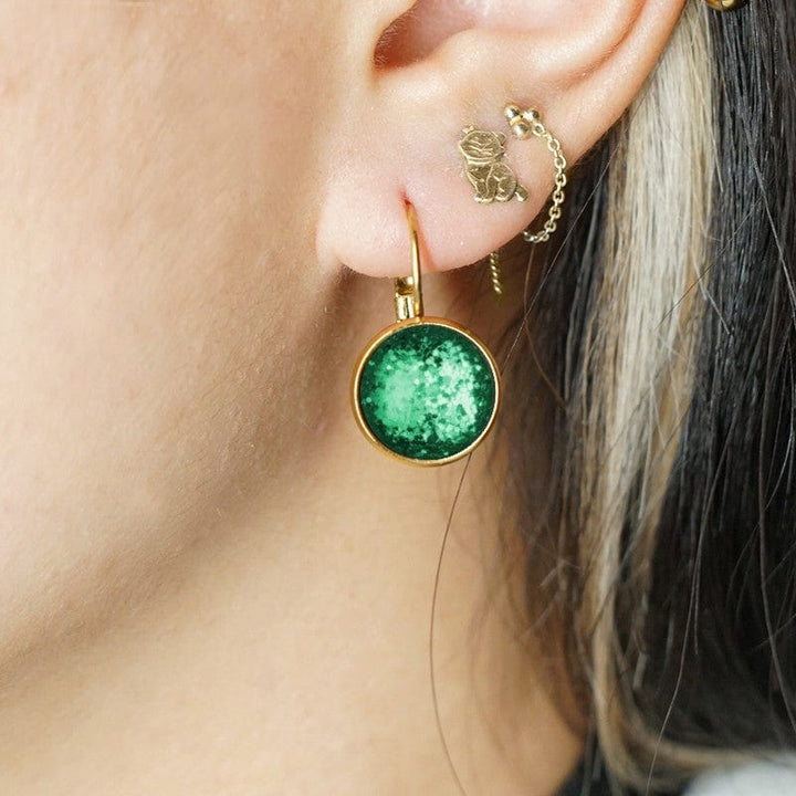 Urban Hippies øredobber Øredobber dots - emerald glitter