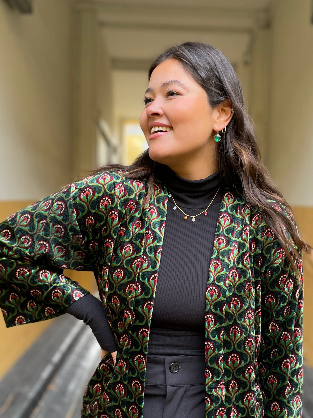 Urban Hippies øredobber Øredobber dots - emerald glitter