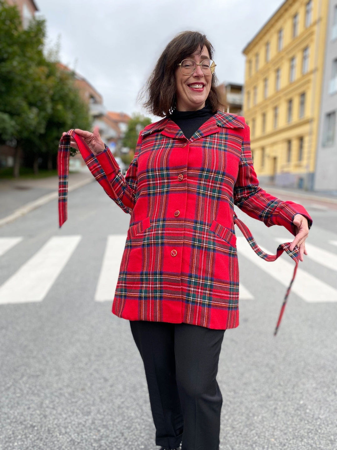 Dianas Vintage kåper Franz Coat short - tartan