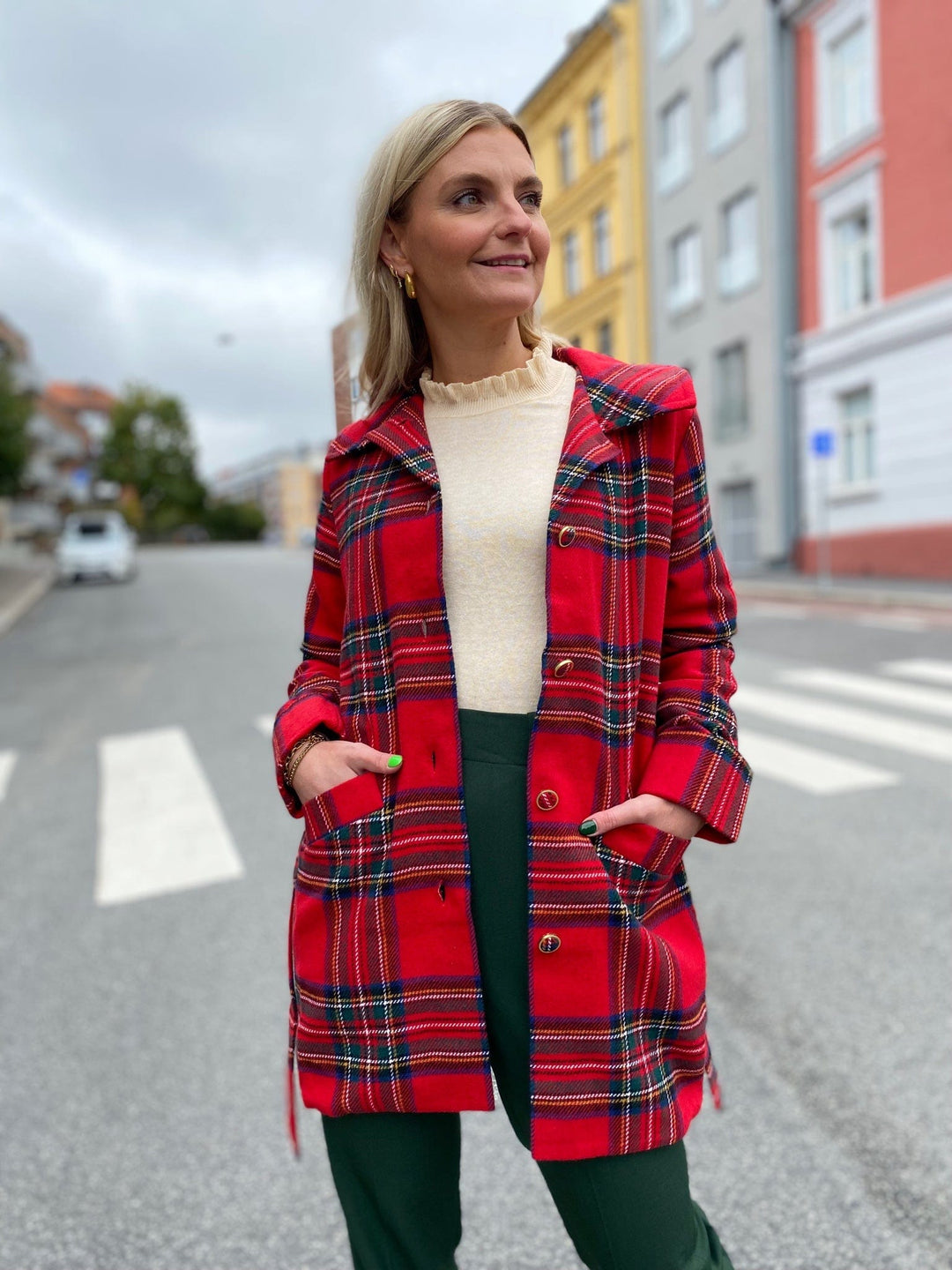 Dianas Vintage kåper Franz Coat short - tartan