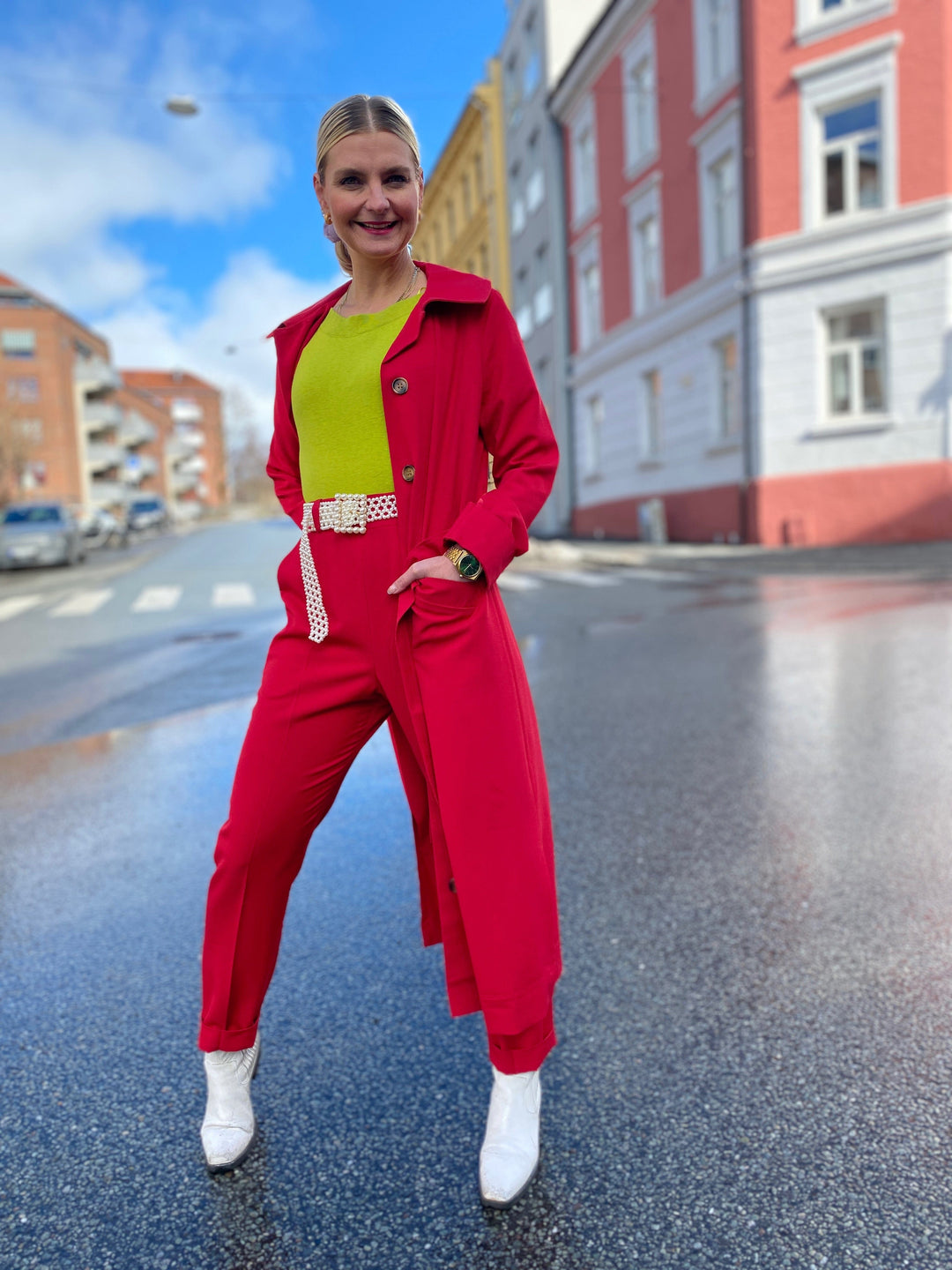 Dianas Vintage kåper Franz Coat Twill - red