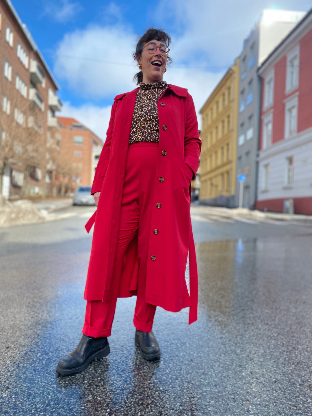 Dianas Vintage kåper Franz Coat Twill - red