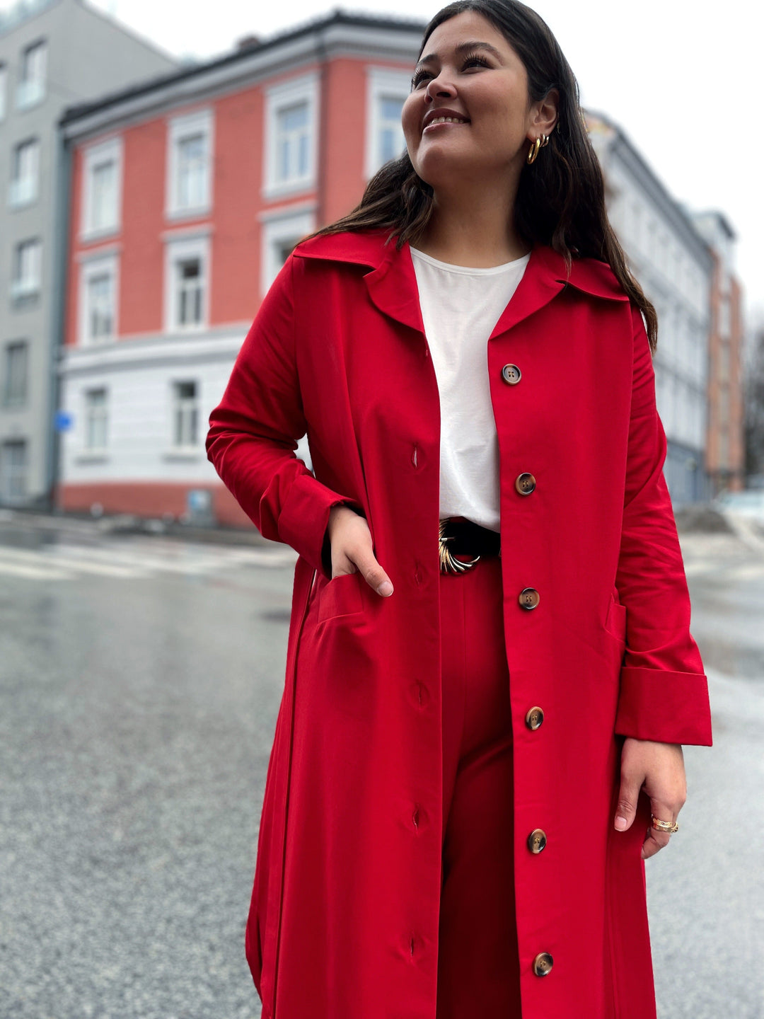 Dianas Vintage kåper Franz Coat Twill - red