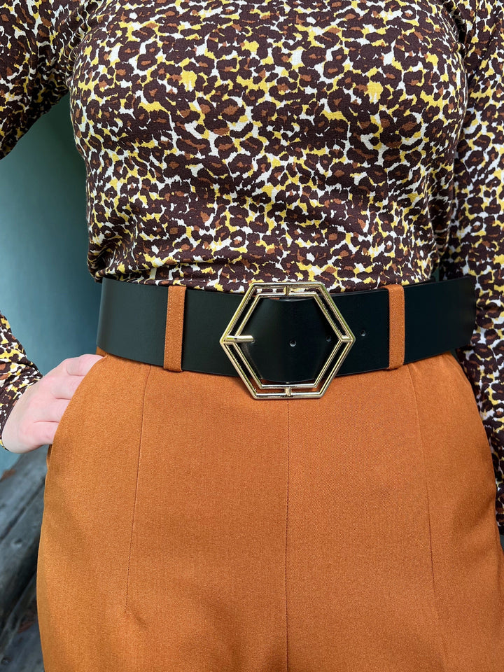 Frøken Dianas salonger belter Bredt belte - Sekskantet spenne