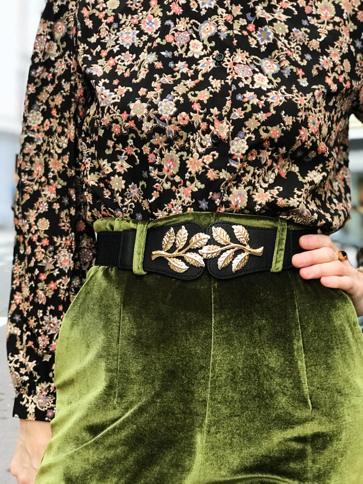 Frøken Dianas salonger belter Strikkbelte Leaf - sort