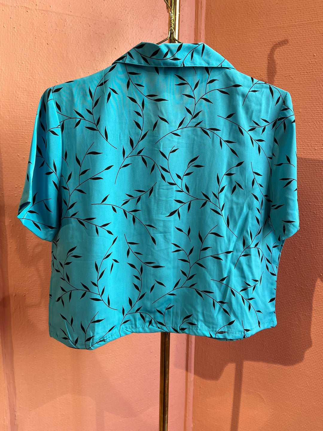 Vintagebluse - 520 Turkis klatretråd str S