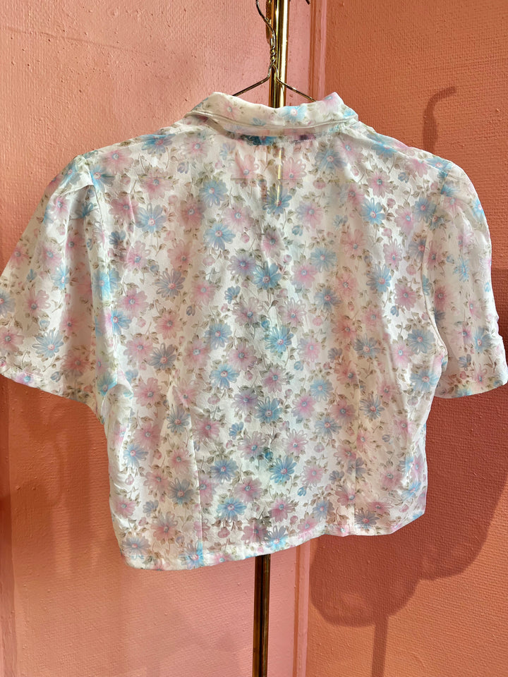 Vintagebluse - 514 Blue daisy str S
