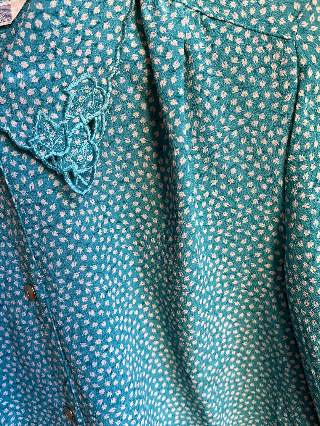 Vintagebluse - 527 Turkis høst str S
