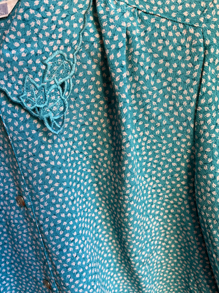 Vintagebluse - 527 Turkis høst str S