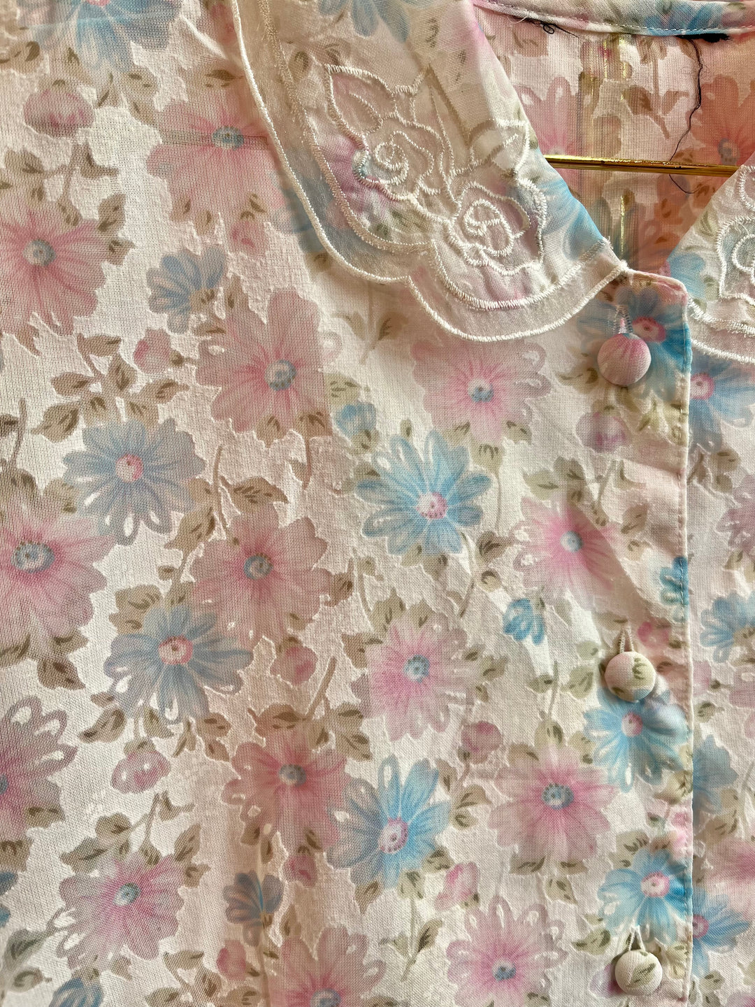 Vintagebluse - 514 Blue daisy str S