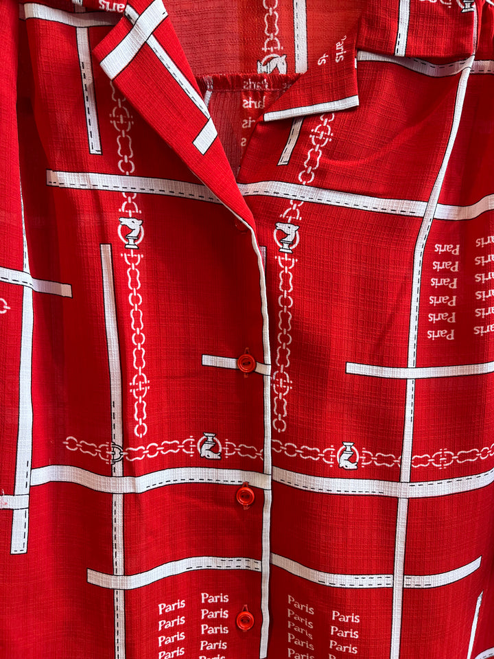 Vintagebluse - 525 Rød Paris str L