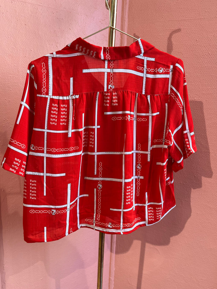 Vintagebluse - 525 Rød Paris str L