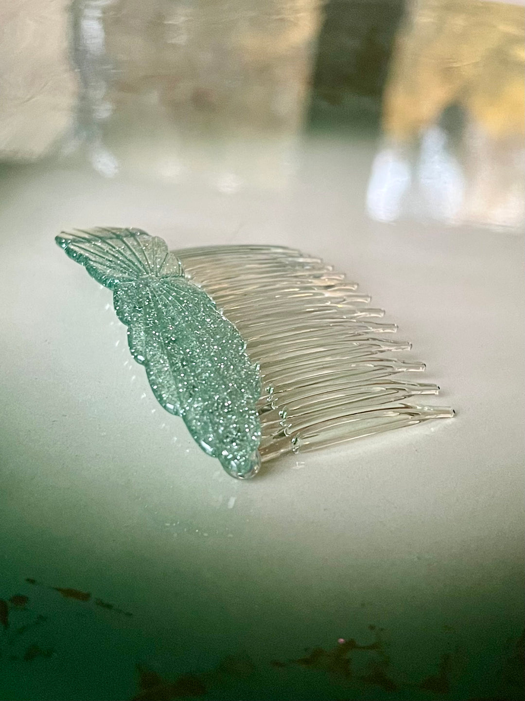 Hårkam Madeleine - mint glitter