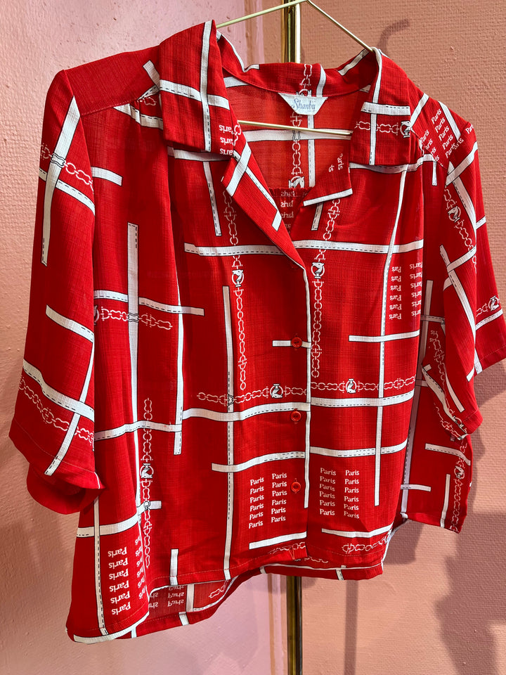 Vintagebluse - 525 Rød Paris str L